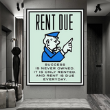 ChandeliersDecor.com-Monopoly Wall Poster-Monopoly Rent Due Card Canvas Wall Art