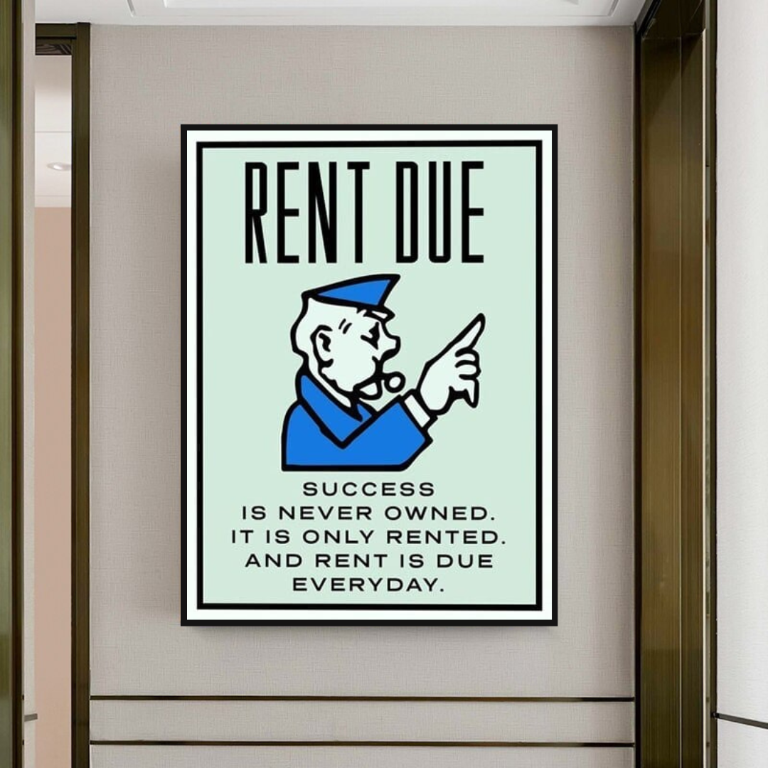 ChandeliersDecor.com-Monopoly Wall Poster-Monopoly Rent Due Card Canvas Wall Art