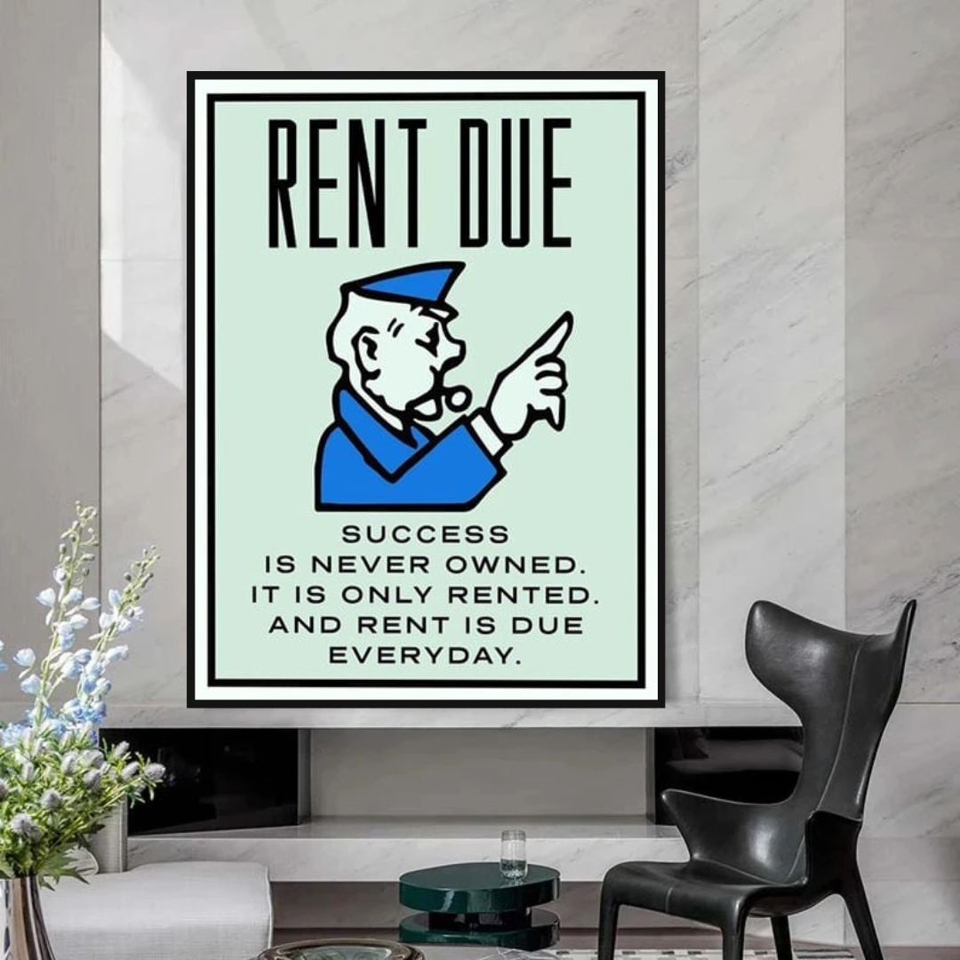 ChandeliersDecor.com-Monopoly Wall Poster-Monopoly Rent Due Card Canvas Wall Art