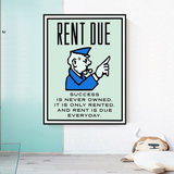 ChandeliersDecor.com-Monopoly Wall Poster-Monopoly Rent Due Card Canvas Wall Art