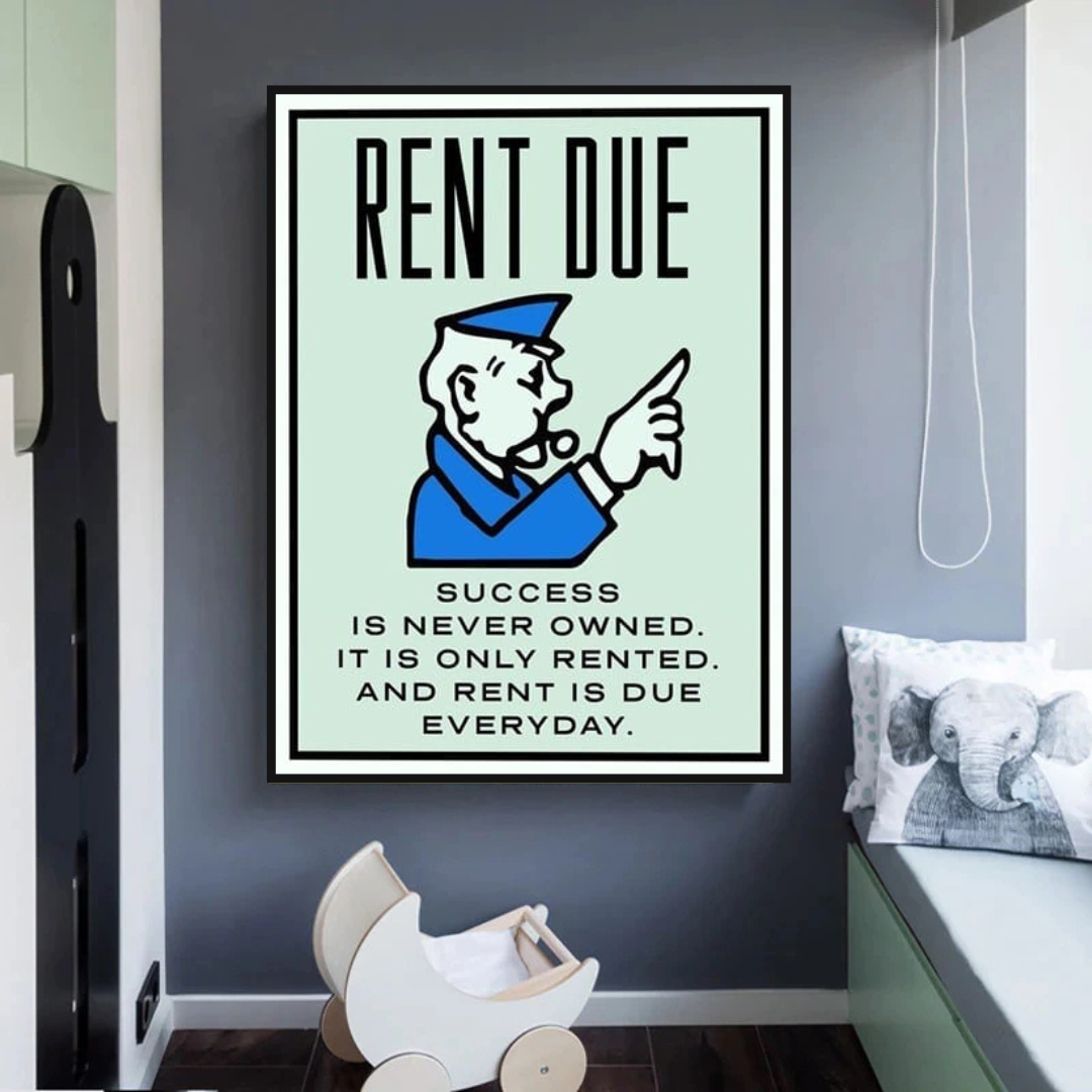 ChandeliersDecor.com-Monopoly Wall Poster-Monopoly Rent Due Card Canvas Wall Art