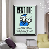 ChandeliersDecor.com-Monopoly Wall Poster-Monopoly Rent Due Card Canvas Wall Art