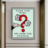 ChandeliersDecor.com-Monopoly Wall Poster-Monopoly Take the Risk Card Canvas Wall Art