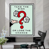 ChandeliersDecor.com-Monopoly Wall Poster-Monopoly Take the Risk Card Canvas Wall Art