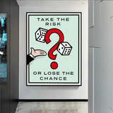 ChandeliersDecor.com-Monopoly Wall Poster-Monopoly Take the Risk Card Canvas Wall Art