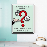 ChandeliersDecor.com-Monopoly Wall Poster-Monopoly Take the Risk Card Canvas Wall Art