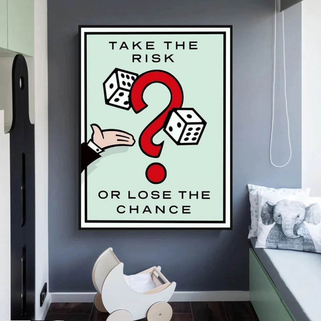 ChandeliersDecor.com-Monopoly Wall Poster-Monopoly Take the Risk Card Canvas Wall Art