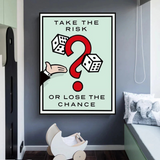 ChandeliersDecor.com-Monopoly Wall Poster-Monopoly Take the Risk Card Canvas Wall Art