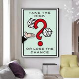 ChandeliersDecor.com-Monopoly Wall Poster-Monopoly Take the Risk Card Canvas Wall Art
