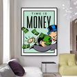 ChandeliersDecor.com-Monopoly Wall Poster-Monopoly Time Is Money Card Canvas Wall Art
