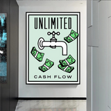 ChandeliersDecor.com-Monopoly Wall Poster-Monopoly Unlimited Cash Flow Card Canvas Wall Art