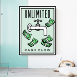 ChandeliersDecor.com-Monopoly Wall Poster-Monopoly Unlimited Cash Flow Card Canvas Wall Art
