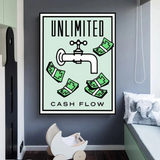 ChandeliersDecor.com-Monopoly Wall Poster-Monopoly Unlimited Cash Flow Card Canvas Wall Art