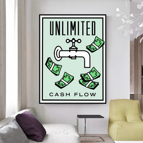 ChandeliersDecor.com-Monopoly Wall Poster-Monopoly Unlimited Cash Flow Card Canvas Wall Art