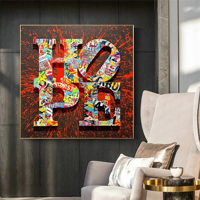 ChandeliersDecor.com-Wall Posters-Motivational Artwork Hope Letter Graffiti Art Paintings Print on Canvas Modern Street Art Posters and Prints Home Decoration