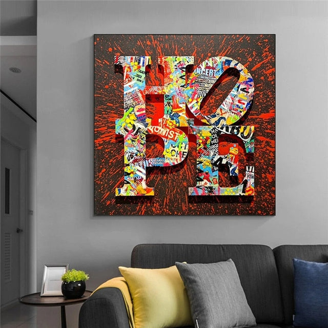 ChandeliersDecor.com-Wall Posters-Motivational Artwork Hope Letter Graffiti Art Paintings Print on Canvas Modern Street Art Posters and Prints Home Decoration