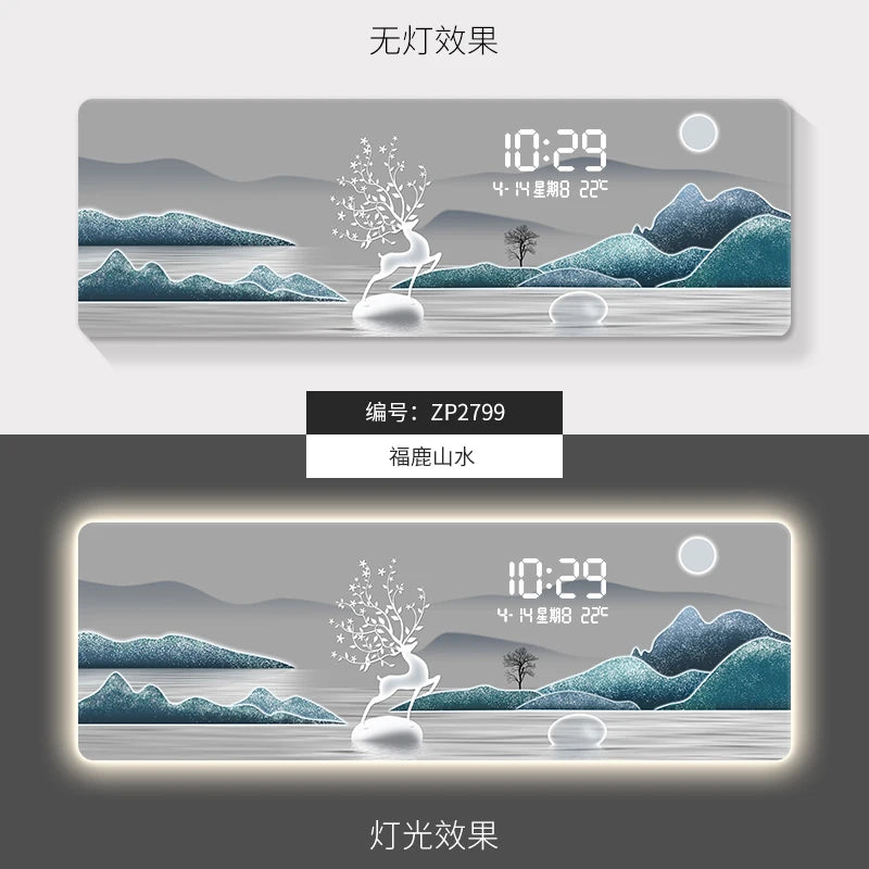 ChandeliersDecor.com-Wall Clocks-Mountains Silent Battery Digital Wall Clock