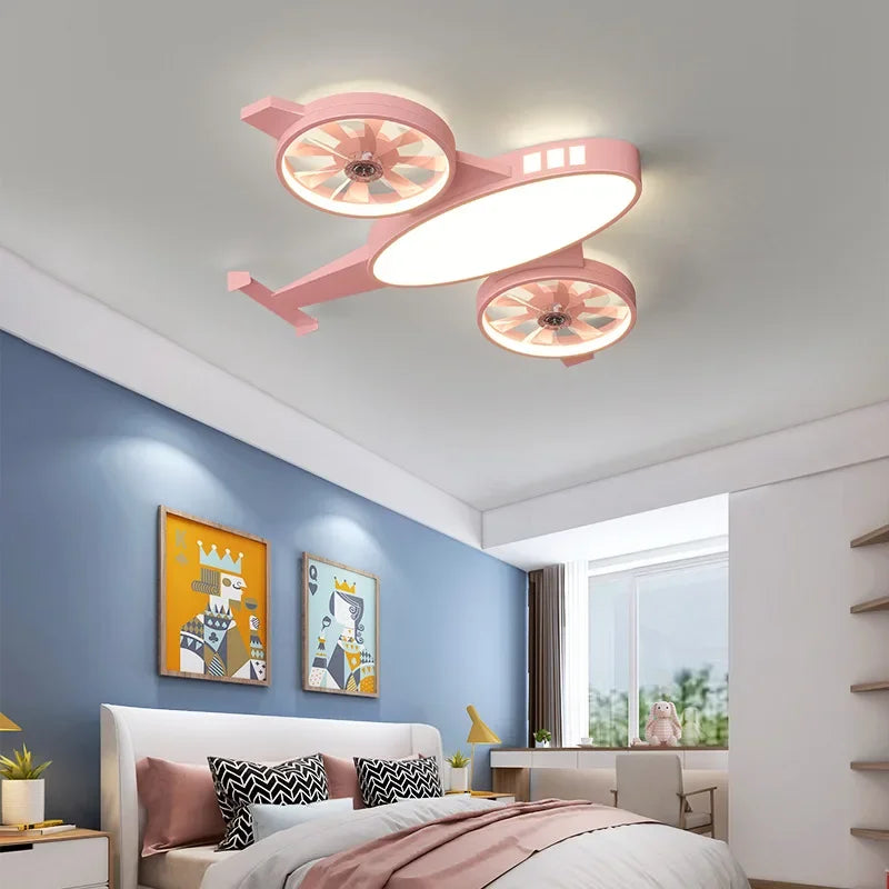 ChandeliersDecor.com-Kids Room Nursery Lighting-Mounted Aeroplane Ceiling Light & Fan
