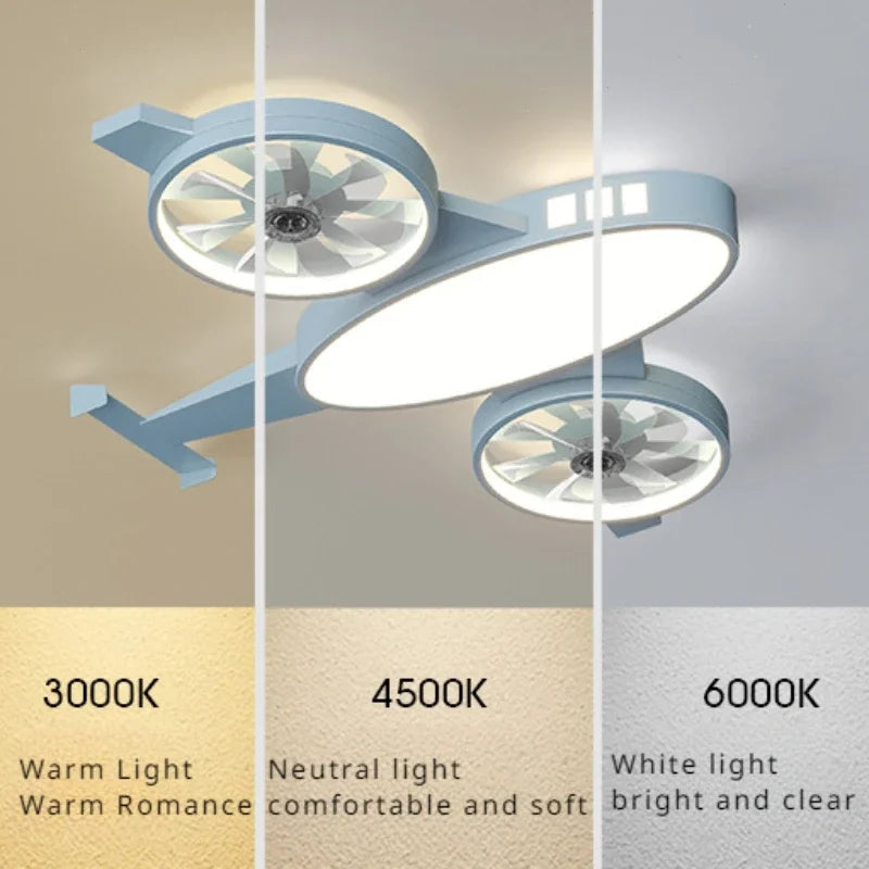 ChandeliersDecor.com-Kids Room Nursery Lighting-Mounted Aeroplane Ceiling Light & Fan