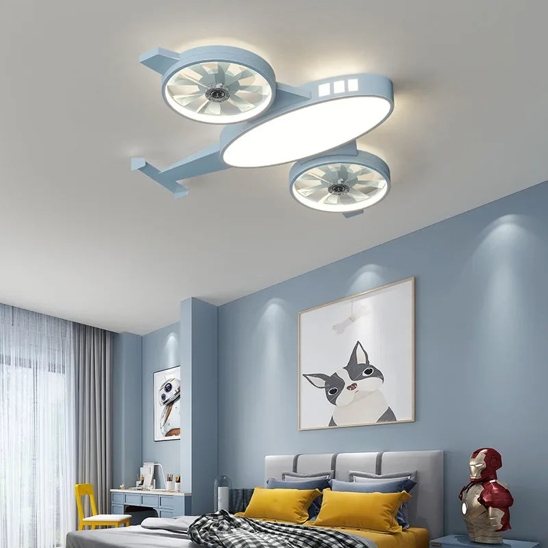 ChandeliersDecor.com-Kids Room Nursery Lighting-Mounted Aeroplane Ceiling Light & Fan
