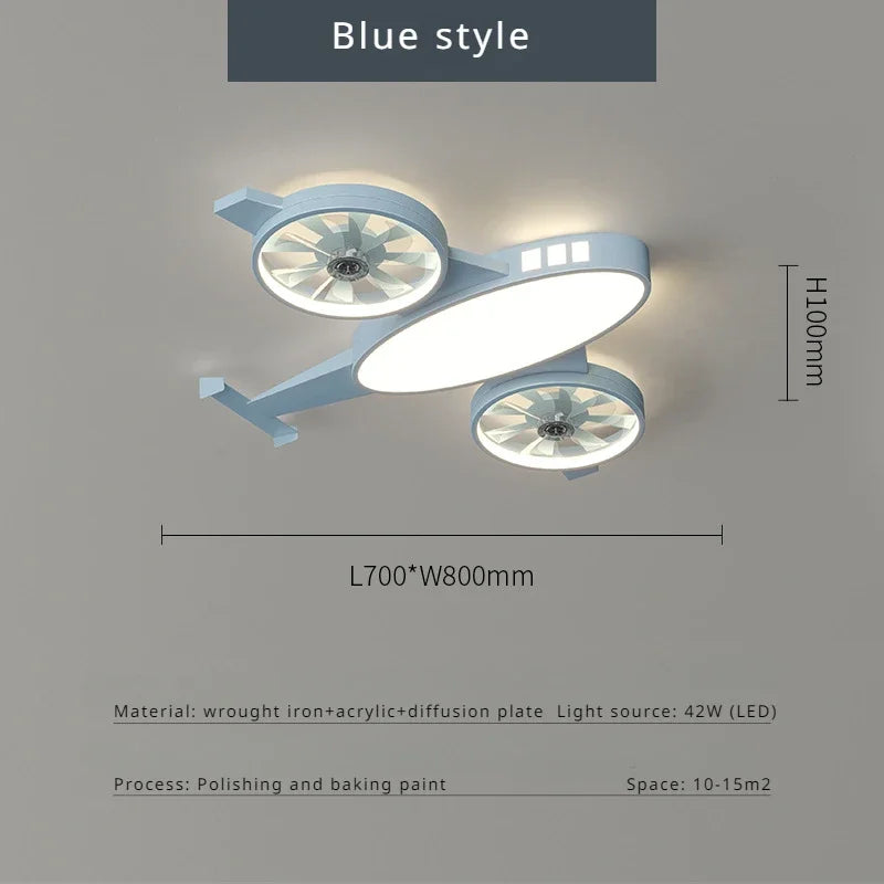 ChandeliersDecor.com-Kids Room Nursery Lighting-Mounted Aeroplane Ceiling Light & Fan