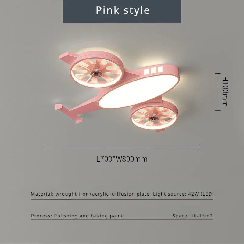 ChandeliersDecor.com-Kids Room Nursery Lighting-Mounted Aeroplane Ceiling Light & Fan