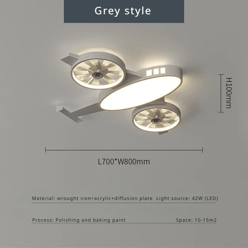 ChandeliersDecor.com-Kids Room Nursery Lighting-Mounted Aeroplane Ceiling Light & Fan