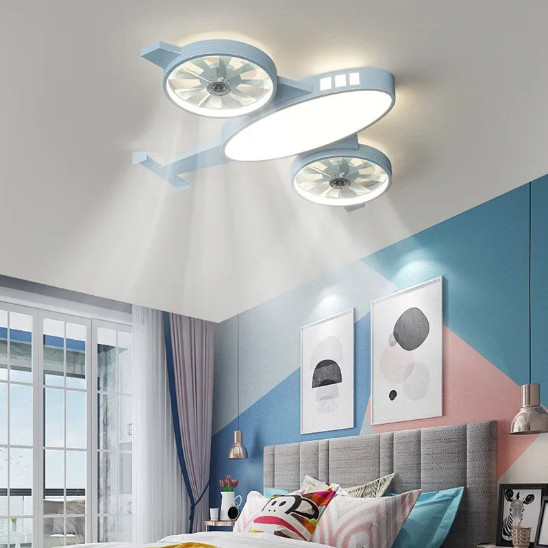 ChandeliersDecor.com-Kids Room Nursery Lighting-Mounted Aeroplane Ceiling Light & Fan