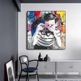 ChandeliersDecor.com-Wall Posters-Mr Brainwash Smile Canvas Wall Art - Eye-catching Design