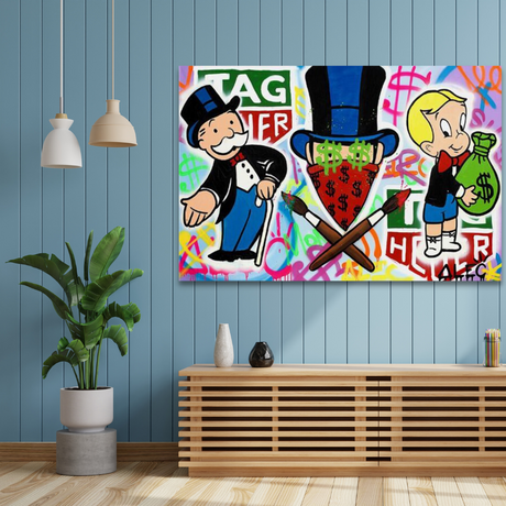ChandeliersDecor.com-Monopoly Wall Poster-Mr Monopoly and Richie Watch Poster - Collectible Art Print