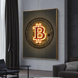 ChandeliersDecor.com-Wall Posters-Neon Prints Gold Bitcoin Canvas Wall Art