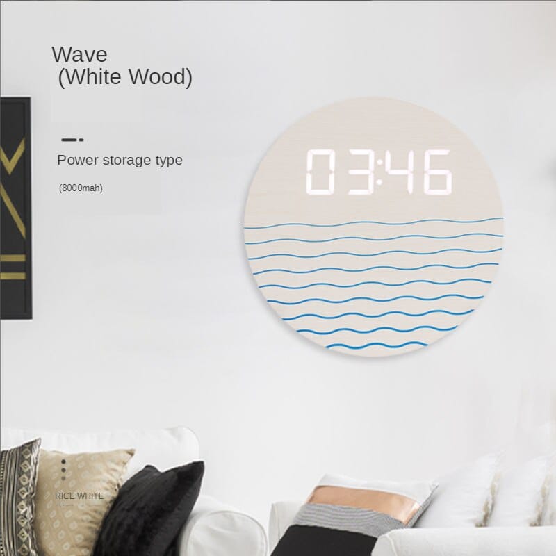 ChandeliersDecor.com-Wall Clocks-New Chinese living room clock simple and fashionable household electronic clock modern creative digital wall decoration clock