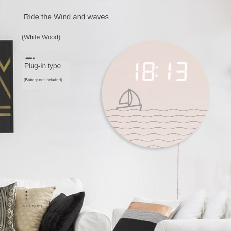 ChandeliersDecor.com-Wall Clocks-New Chinese living room clock simple and fashionable household electronic clock modern creative digital wall decoration clock
