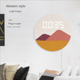 ChandeliersDecor.com-Wall Clocks-New Chinese living room clock simple and fashionable household electronic clock modern creative digital wall decoration clock
