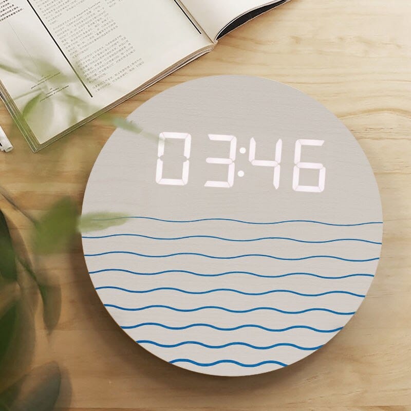 ChandeliersDecor.com-Wall Clocks-New Chinese living room clock simple and fashionable household electronic clock modern creative digital wall decoration clock