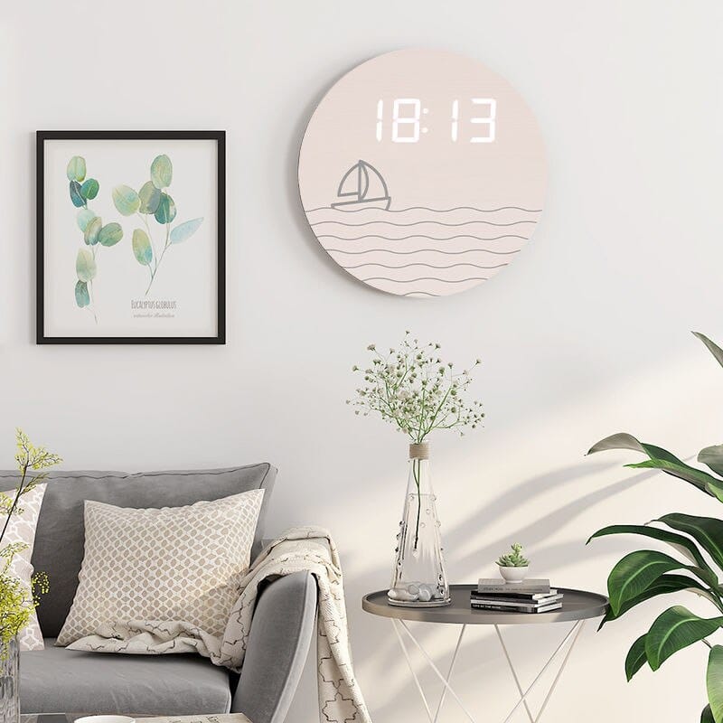 ChandeliersDecor.com-Wall Clocks-New Chinese living room clock simple and fashionable household electronic clock modern creative digital wall decoration clock