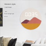 ChandeliersDecor.com-Wall Clocks-New Chinese living room clock simple and fashionable household electronic clock modern creative digital wall decoration clock