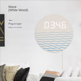 ChandeliersDecor.com-Wall Clocks-New Chinese living room clock simple and fashionable household electronic clock modern creative digital wall decoration clock
