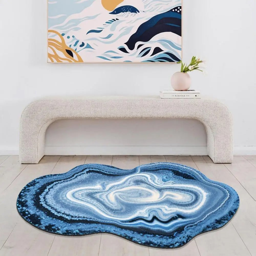 ChandeliersDecor.com-Rugs & Carpets-Ocean Wave Blue Lines Rug