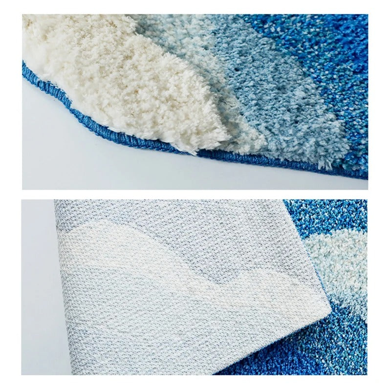 ChandeliersDecor.com-Rugs & Carpets-Ocean Wave Fluffy Blue Lines Rug