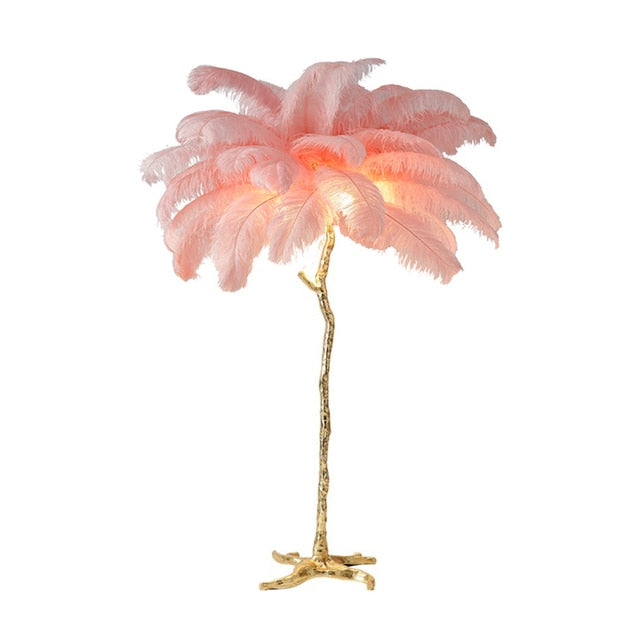 ChandeliersDecor.com-Floor Lamp-Ostrich Feather Floor Lamp: Graceful Lighting Fixture