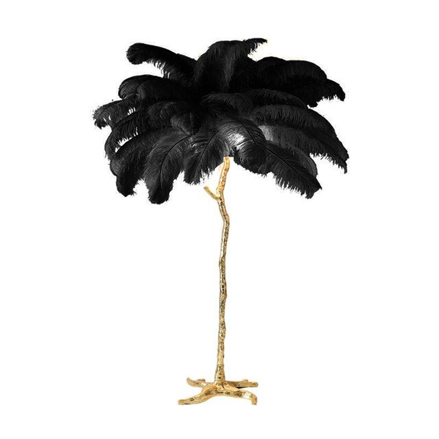 ChandeliersDecor.com-Floor Lamp-Ostrich Feather Floor Lamp: Graceful Lighting Fixture