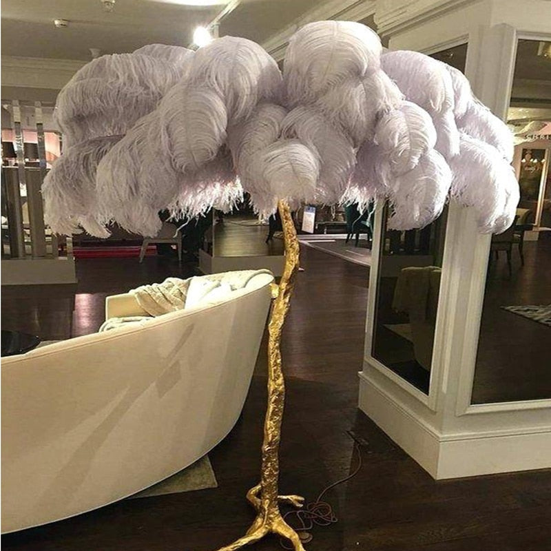 ChandeliersDecor.com-Floor Lamp-Ostrich Feather Floor Lamp: Graceful Lighting Fixture