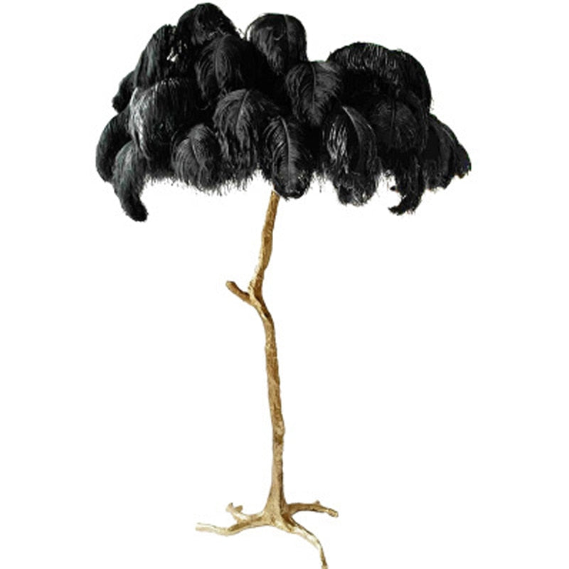ChandeliersDecor.com-Floor Lamp-Ostrich Feather Floor Lamp: Graceful Lighting Fixture