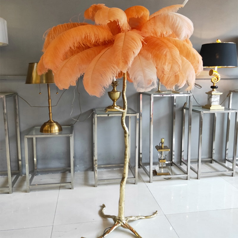 ChandeliersDecor.com-Floor Lamp-Ostrich Feather Floor Lamp: Graceful Lighting Fixture