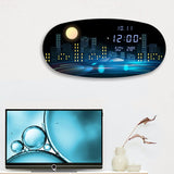 ChandeliersDecor.com-Wall Clocks-Oval Digital Wall Clock: Accurate Timekeeping Sleek Design
