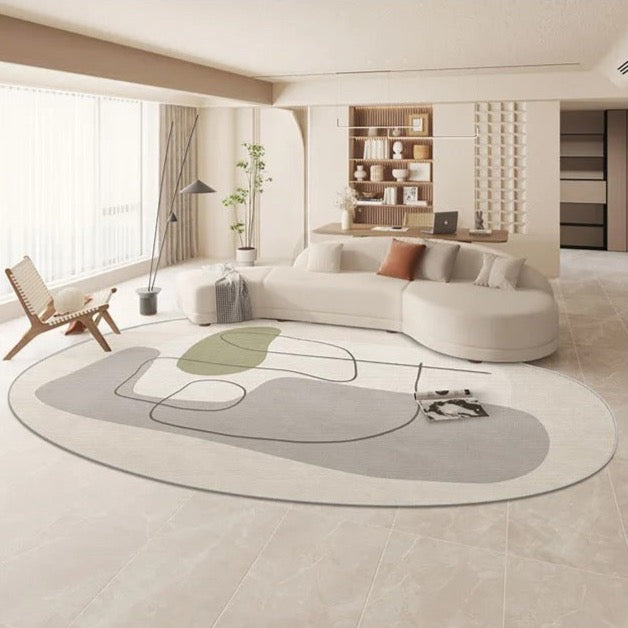 ChandeliersDecor.com-Rugs & Carpets-Oval Matisse Crystal Velvet Abstract Grey Linear Rug