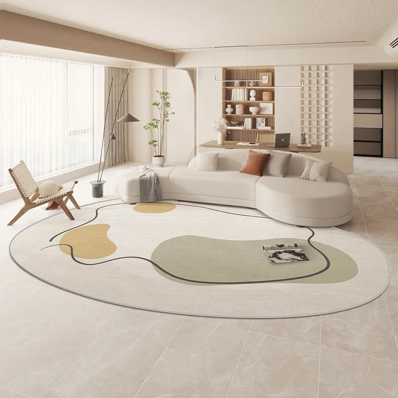 ChandeliersDecor.com-Rugs & Carpets-Oval Matisse Crystal Velvet Abstract Greyish Linear Rug