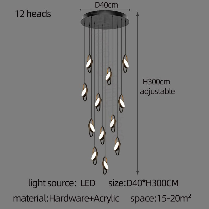 ChandeliersDecor.com-Staircase Chandelier-Oval Ring Pendant Chandelier - Exquisite Lighting Fixture