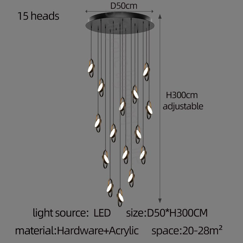 ChandeliersDecor.com-Staircase Chandelier-Oval Ring Pendant Chandelier - Exquisite Lighting Fixture